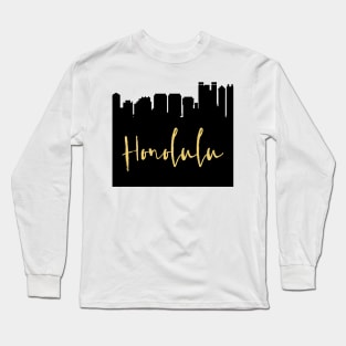 HONOLULU HAWAII DESIGNER SILHOUETTE SKYLINE ART Long Sleeve T-Shirt